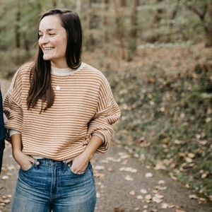 Striped Balloon sleeve sweater